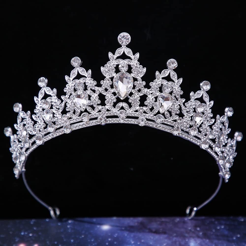 Crystal Tiaras and Crowns for Women Princess Girls,Jeweled Wedding Tiara for Bride,Birthday, Cosplay （GE1001） Sliver