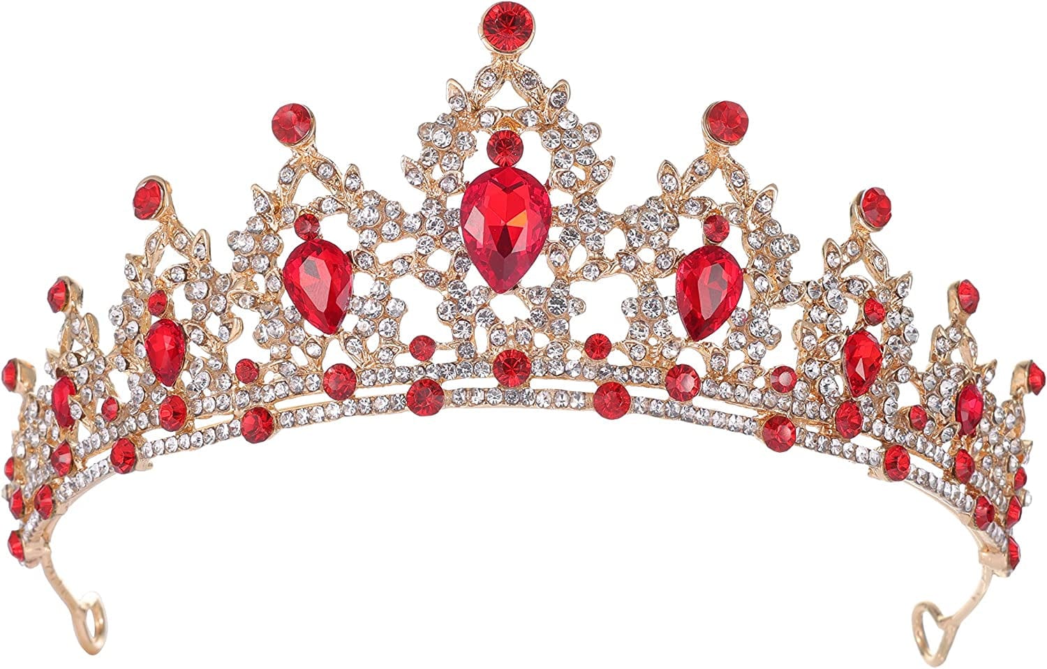 Crystal Tiaras and Crowns for Women Princess Girls,Jeweled Wedding Tiara for Bride,Birthday, Cosplay （GE1001） Gold & Red