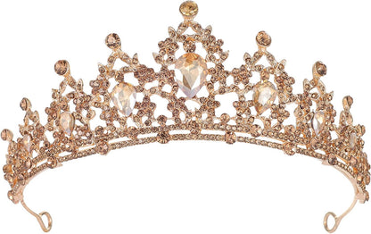 Crystal Tiaras and Crowns for Women Princess Girls,Jeweled Wedding Tiara for Bride,Birthday, Cosplay （GE1001） Rose Gold