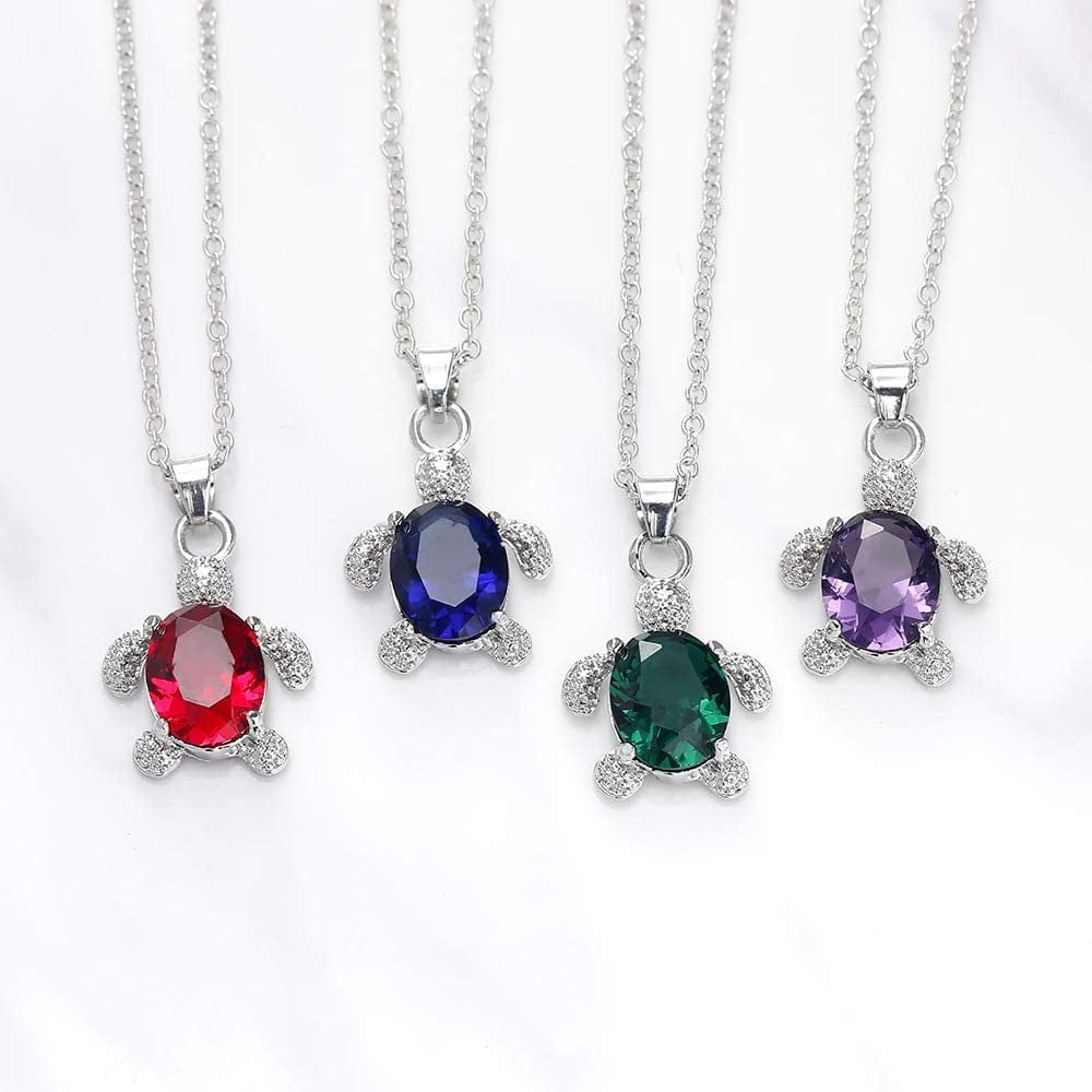Crystal Turtle Pendant Necklace Earring Set, Cute Animal Sea Turtle Clavicle Necklace Drop Earrings Jewelry Set