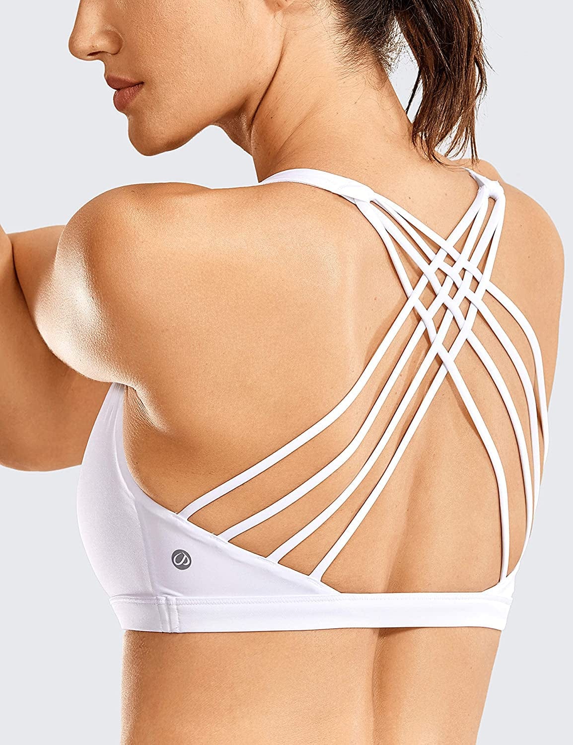 CRZ YOGA Strappy Sports Bras for Women - Criss Cross Back Sexy Wireless Padded Yoga Bra Cute Workout