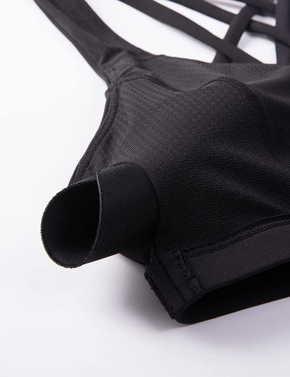 CRZ YOGA Strappy V Neck Sports Bra for Women - Padded Criss Cross Back Workout Yoga Bra