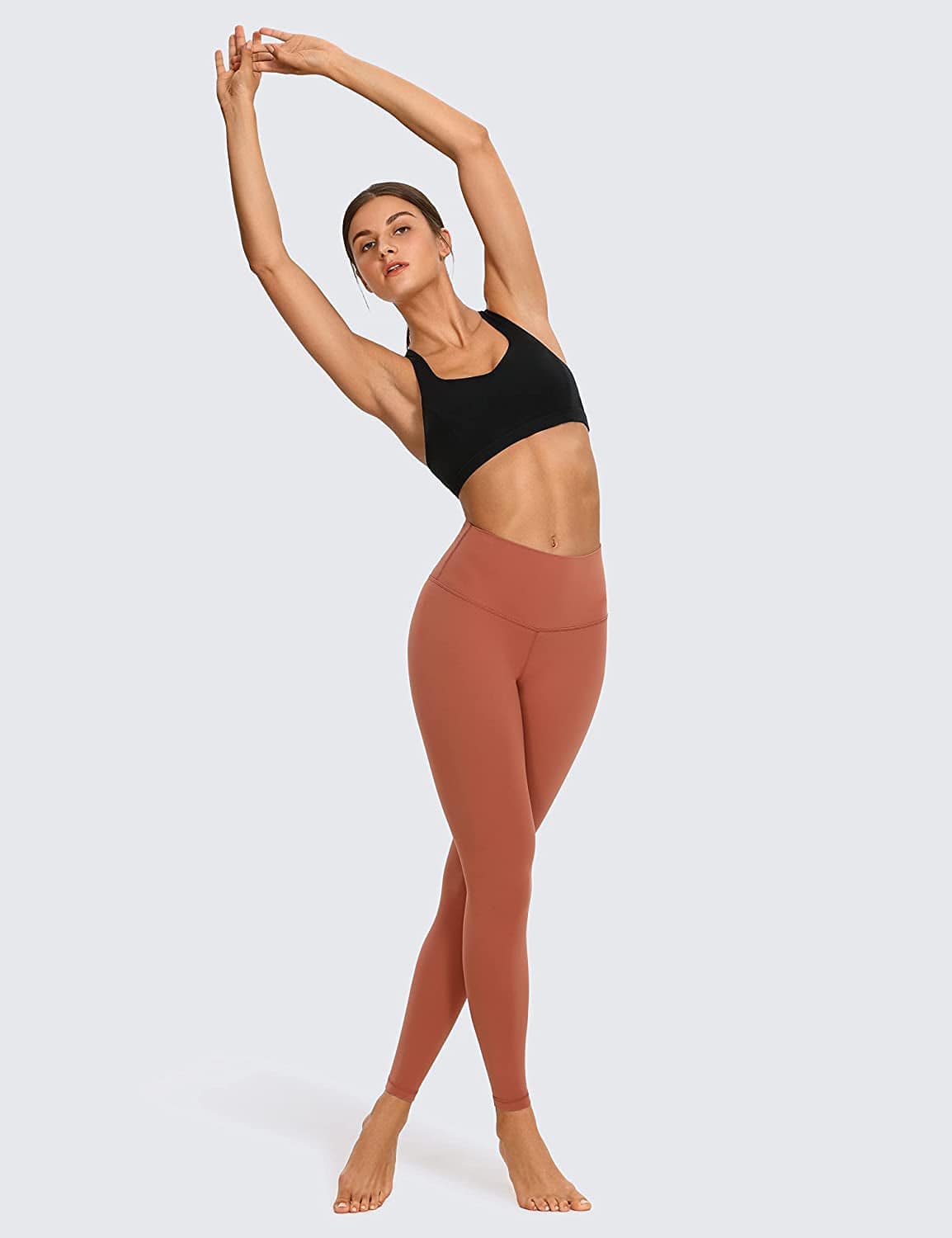 CRZ YOGA Strappy V Neck Sports Bra for Women - Padded Criss Cross Back Workout Yoga Bra