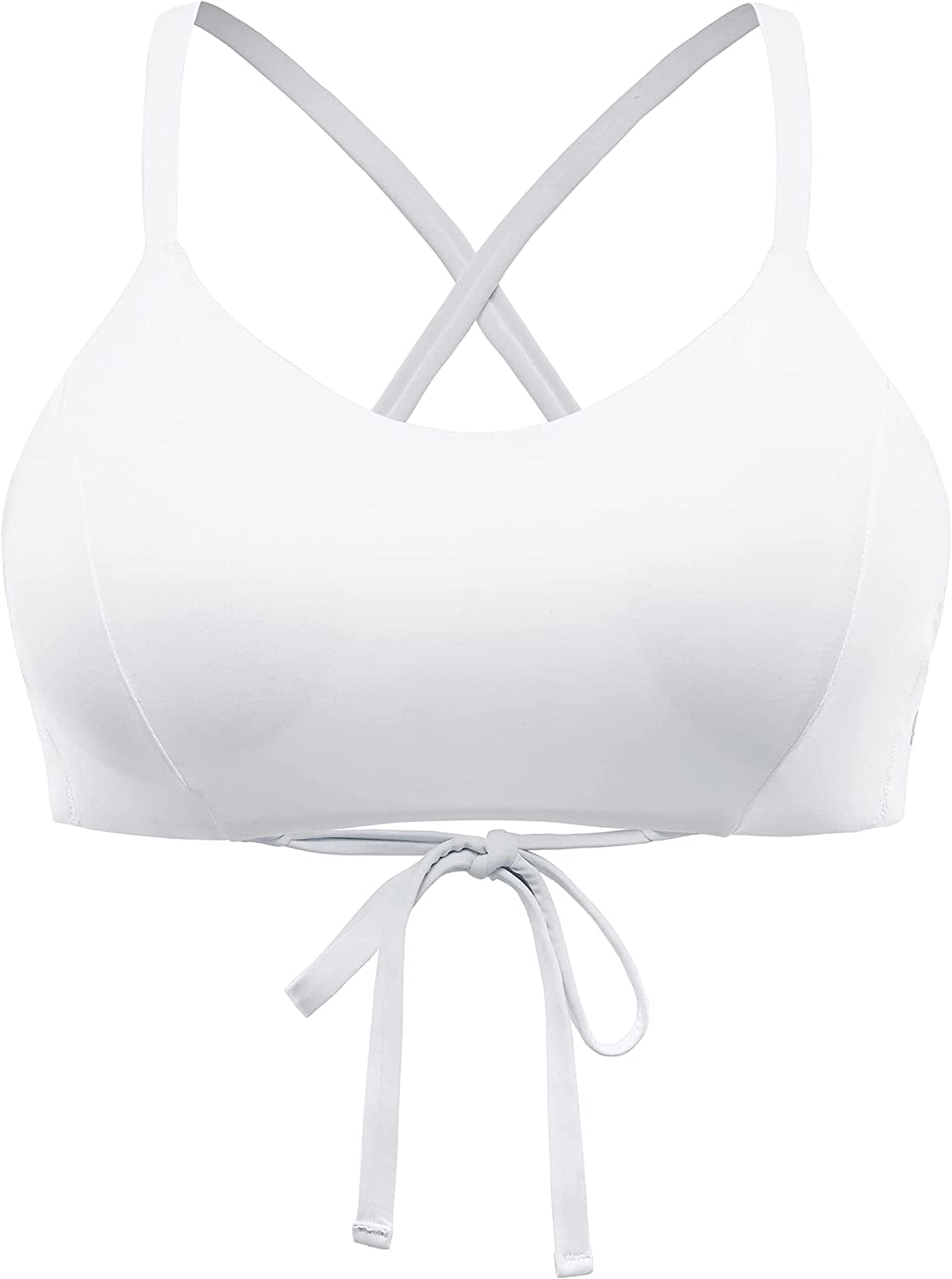CRZ YOGA Women'S Bikini Top Lace up Swimsuits Crisscross Bathing Suit Swim Sports Bra Padded White / XX-Small