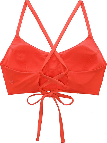 CRZ YOGA Women'S Bikini Top Lace up Swimsuits Crisscross Bathing Suit Swim Sports Bra Padded