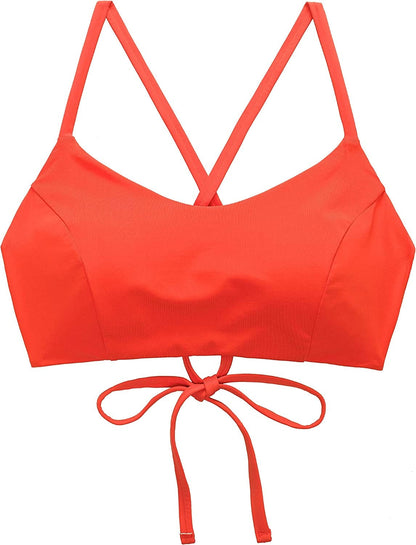 CRZ YOGA Women'S Bikini Top Lace up Swimsuits Crisscross Bathing Suit Swim Sports Bra Padded