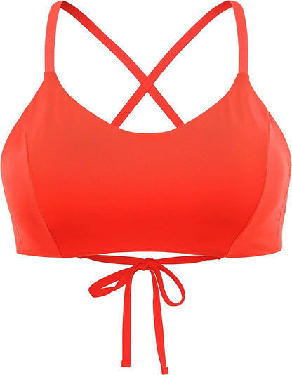 CRZ YOGA Women'S Bikini Top Lace up Swimsuits Crisscross Bathing Suit Swim Sports Bra Padded Poppy / XX-Small