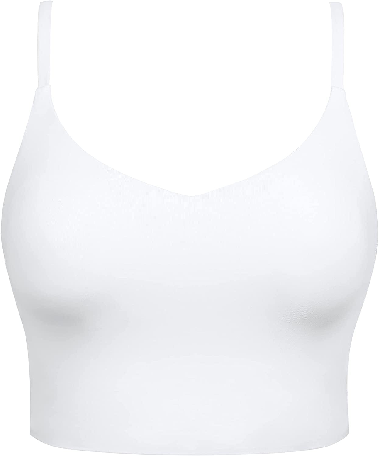 CRZ YOGA Women'S Bikini Tops Adjustable Spaghetti Straps Swimsuit Padded Athletic Bathing Suit White / X-Large