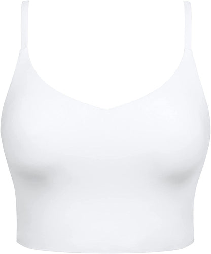 CRZ YOGA Women'S Bikini Tops Adjustable Spaghetti Straps Swimsuit Padded Athletic Bathing Suit White / X-Large