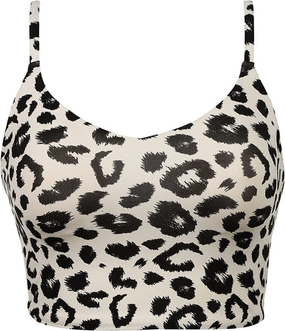 CRZ YOGA Women'S Bikini Tops Adjustable Spaghetti Straps Swimsuit Padded Athletic Bathing Suit Primulin Leopard Print / X-Large