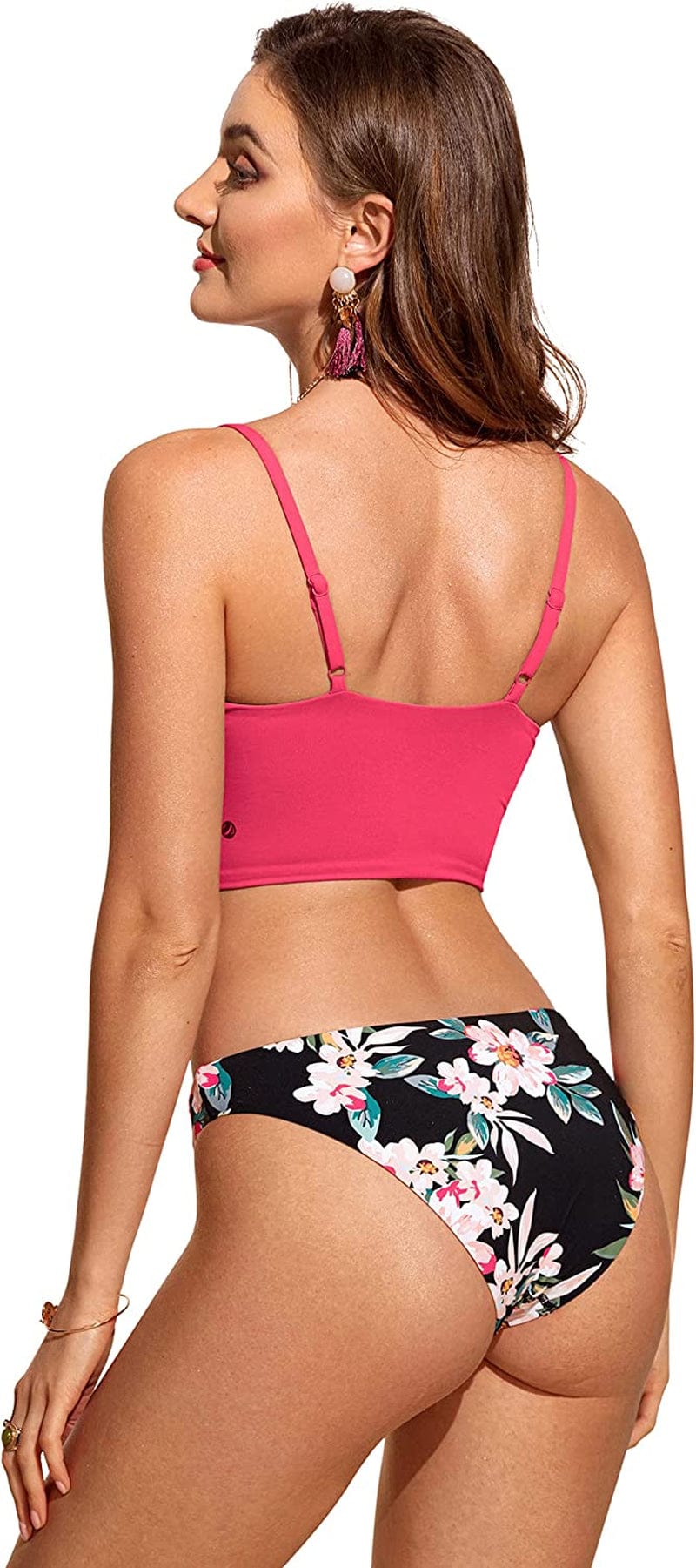 CRZ YOGA Women'S Bikini Tops Adjustable Spaghetti Straps Swimsuit Padded Athletic Bathing Suit