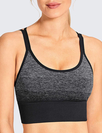 CRZ YOGA Women'S Seamless Longline Sports Bra Strappy Padded Wirefree Sexy Yoga Bra Crop Tank Tops