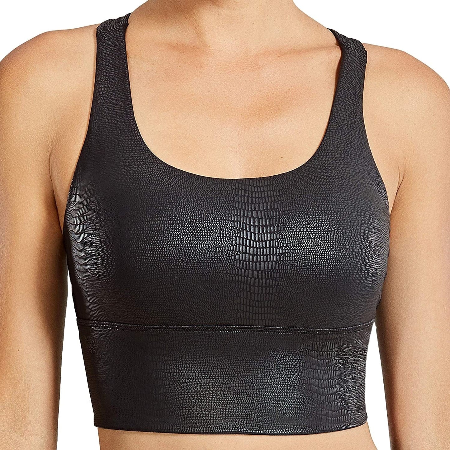 CRZ YOGA Women'S Strappy Longline Sports Bras - Wirefree Padded Medium Impact Workout Crop Tank Top