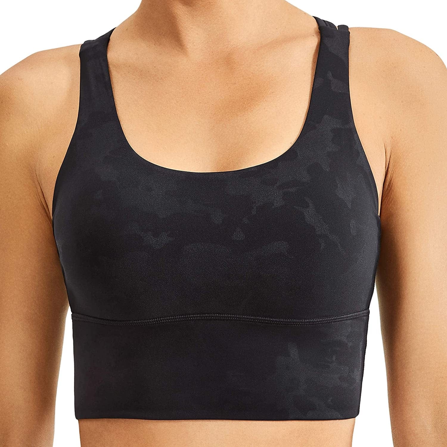 CRZ YOGA Women'S Strappy Longline Sports Bras - Wirefree Padded Medium Impact Workout Crop Tank Top
