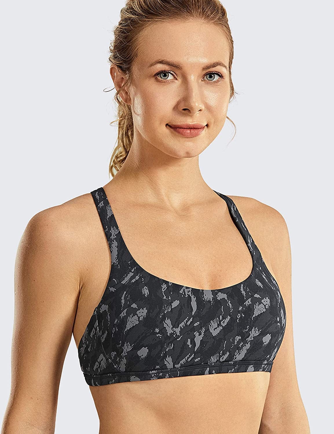 CRZ YOGA Women'S Strappy Sports Bra - Criss Cross Back Padded Low Impact Sexy Cute Workout Yoga Bra