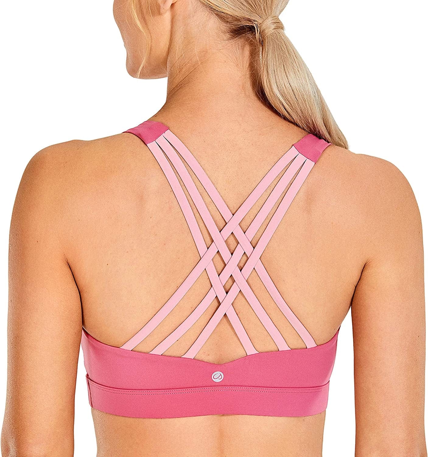 CRZ YOGA Women'S Strappy Sports Bra Full Coverage Padded Full Size Criss Cross Workout Yoga Bra Tops Windbell Purple-full Size / 40B