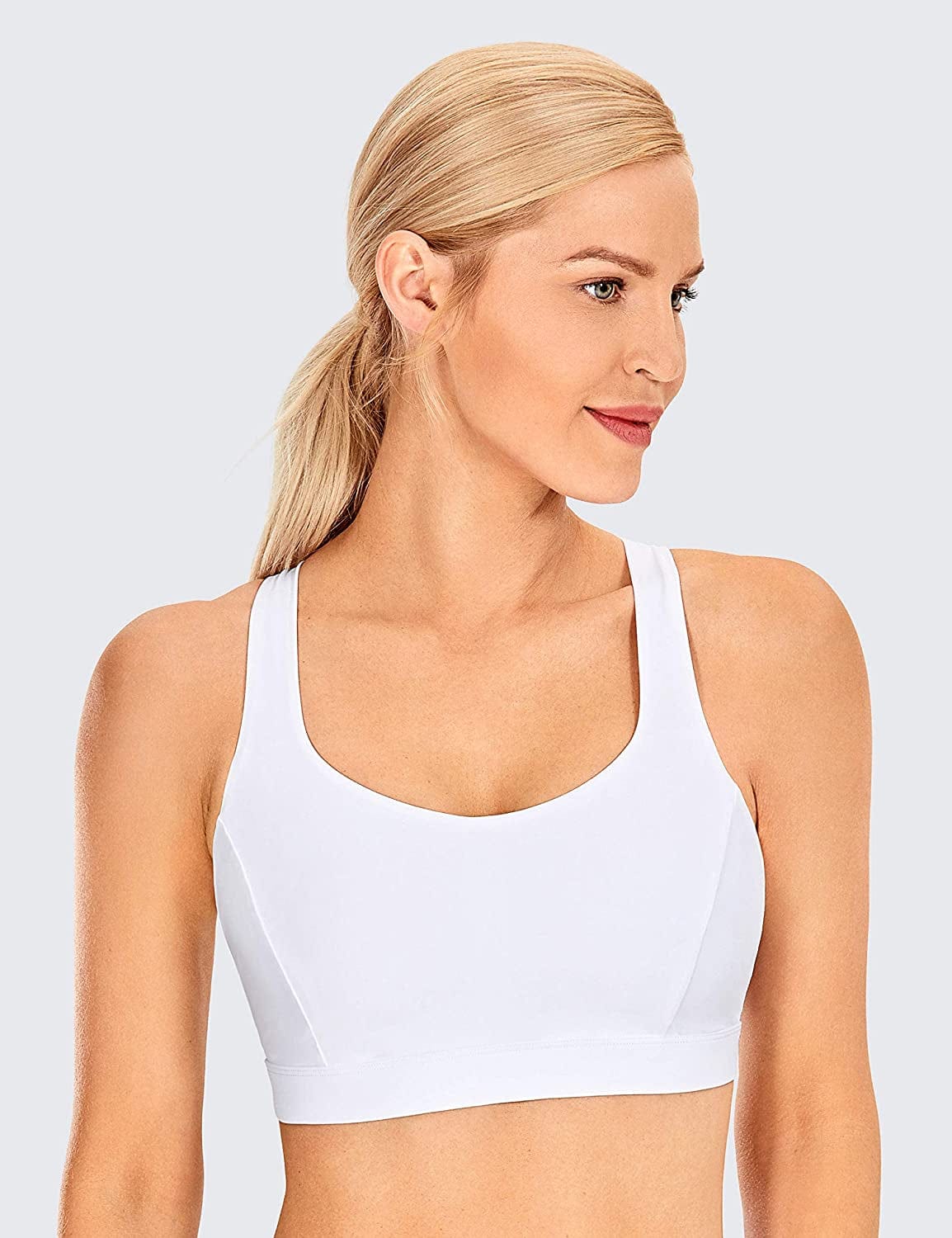 CRZ YOGA Women'S Strappy Sports Bra Full Coverage Padded Full Size Criss Cross Workout Yoga Bra Tops