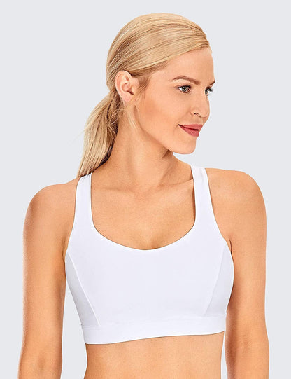 CRZ YOGA Women'S Strappy Sports Bra Full Coverage Padded Full Size Criss Cross Workout Yoga Bra Tops
