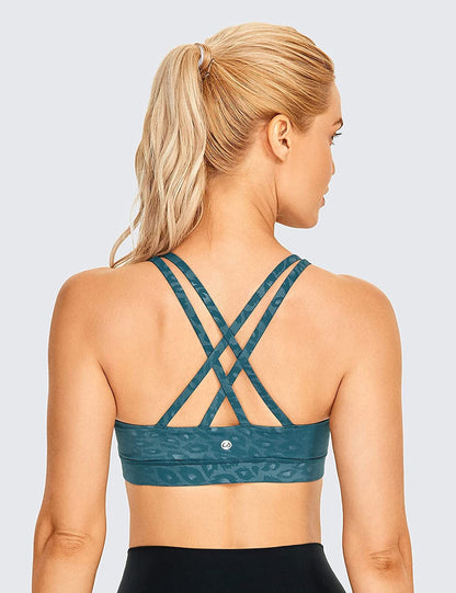 CRZ YOGA Women'S Strappy Sports Bras Fitness Workout Padded Yoga Bra Criss Cross Back