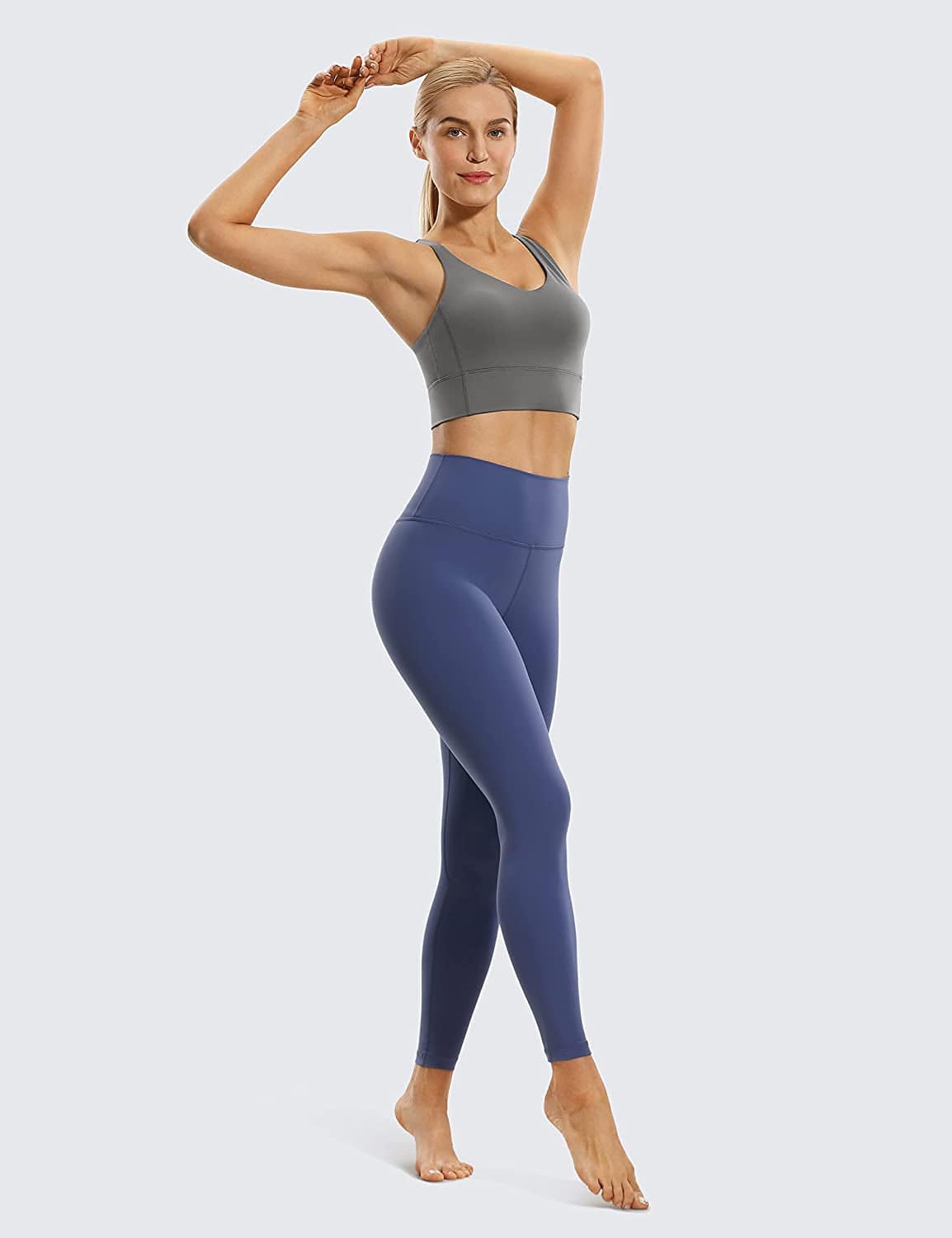 CRZ YOGA Y Back Longline Sports Bra for Women - V Neck Padded Racerback Sports Bra Crop Tank Top