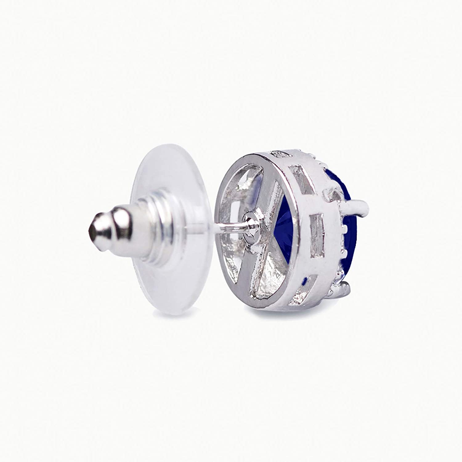 Cubic Zirconia Stud Earrings, 8Mm round Cut, Rhinestone Hypoallergenic Earrings for Women & Girls