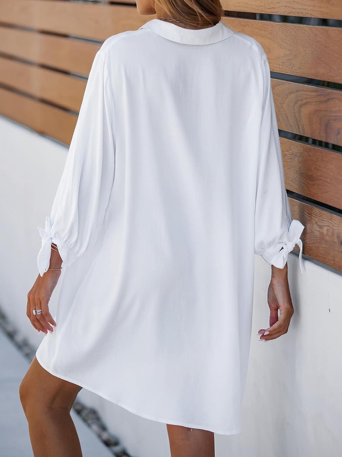 CUPSHE Women Floral Shirt Dress Mini Dress Beach Dress 3/4 Sleeve Button down Midi Length Dress