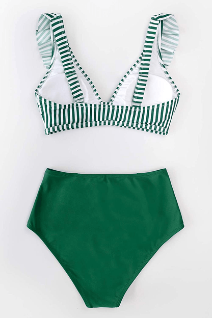 CUPSHE Women's High Waist Bikini Swimsuit Ruffle Floral Print Two Piece Bathing Suit Apparel & Accessories > Clothing > Swimwear KYLIE MAX   