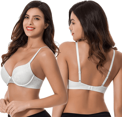 Curve Muse Women's Plus Size Push Up Add 1 Cup Underwire Perfect Shape Lace Bras