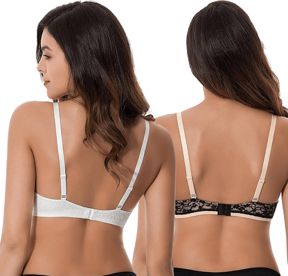 Curve Muse Women's Plus Size Push Up Add 1 Cup Underwire Perfect Shape Lace Bras