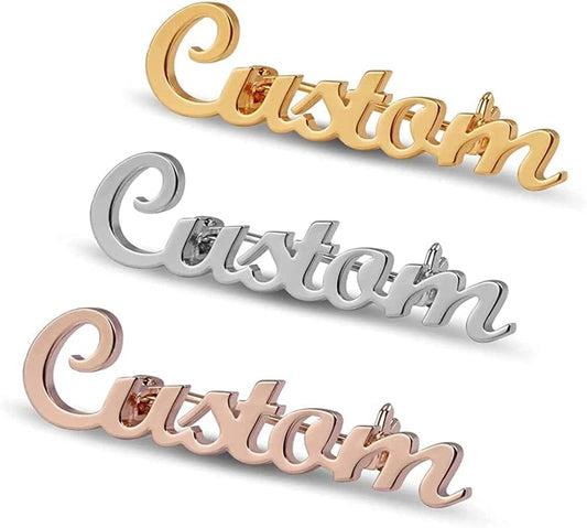 Custom Brooch Pin Customizable Badges - Initial Letter Lapel Pins Stainless Steel Name and Symbol - Brooches Gold