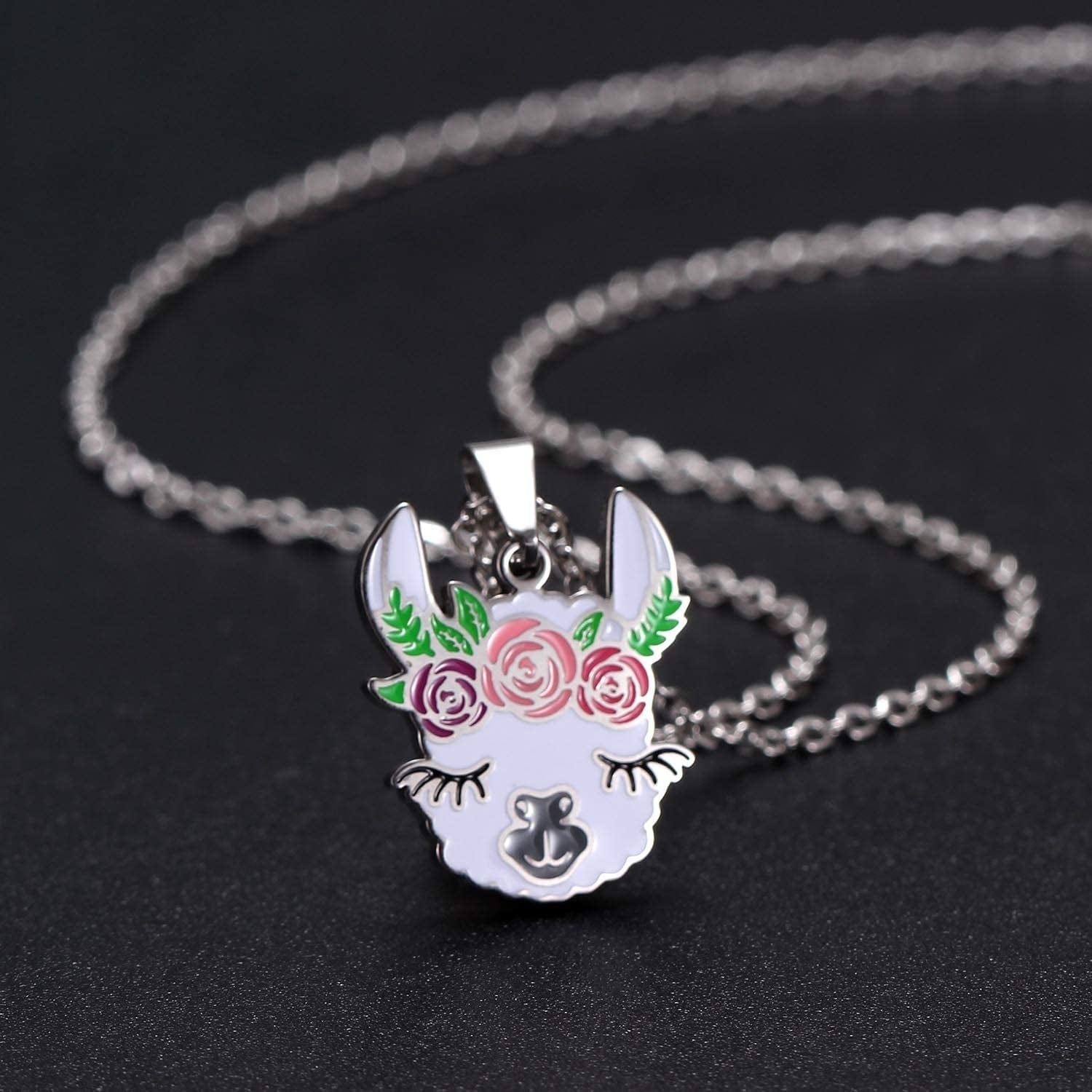 Cute Alpaca Necklace Animal Llama Jewelry Alpaca Stud Earrings Set