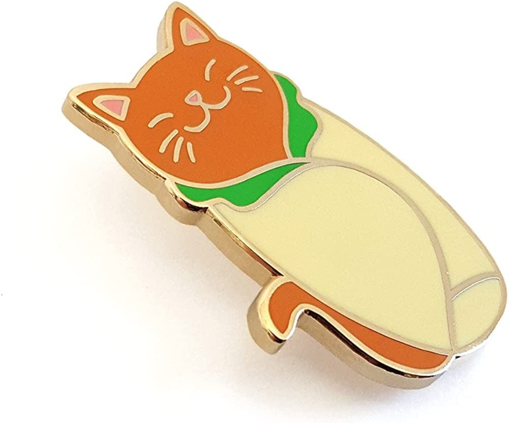 Cute Cat Purrito Enamel Lapel Pin