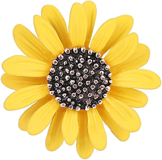 Cute Daisy Flower Brooch Pins, Plant Sunflower Suit Lapel Pin,Yellow White Sun Flower Dress Neckline Pin for Women Girls Men Gifts Yellow