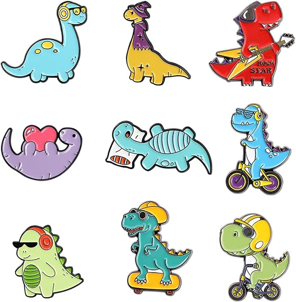Cute Enamel Pin Set Lapel Pins Brooches Cartoon Brooch Badge Pins for Clothes Bags Backpack for Women Cute Dinosaur