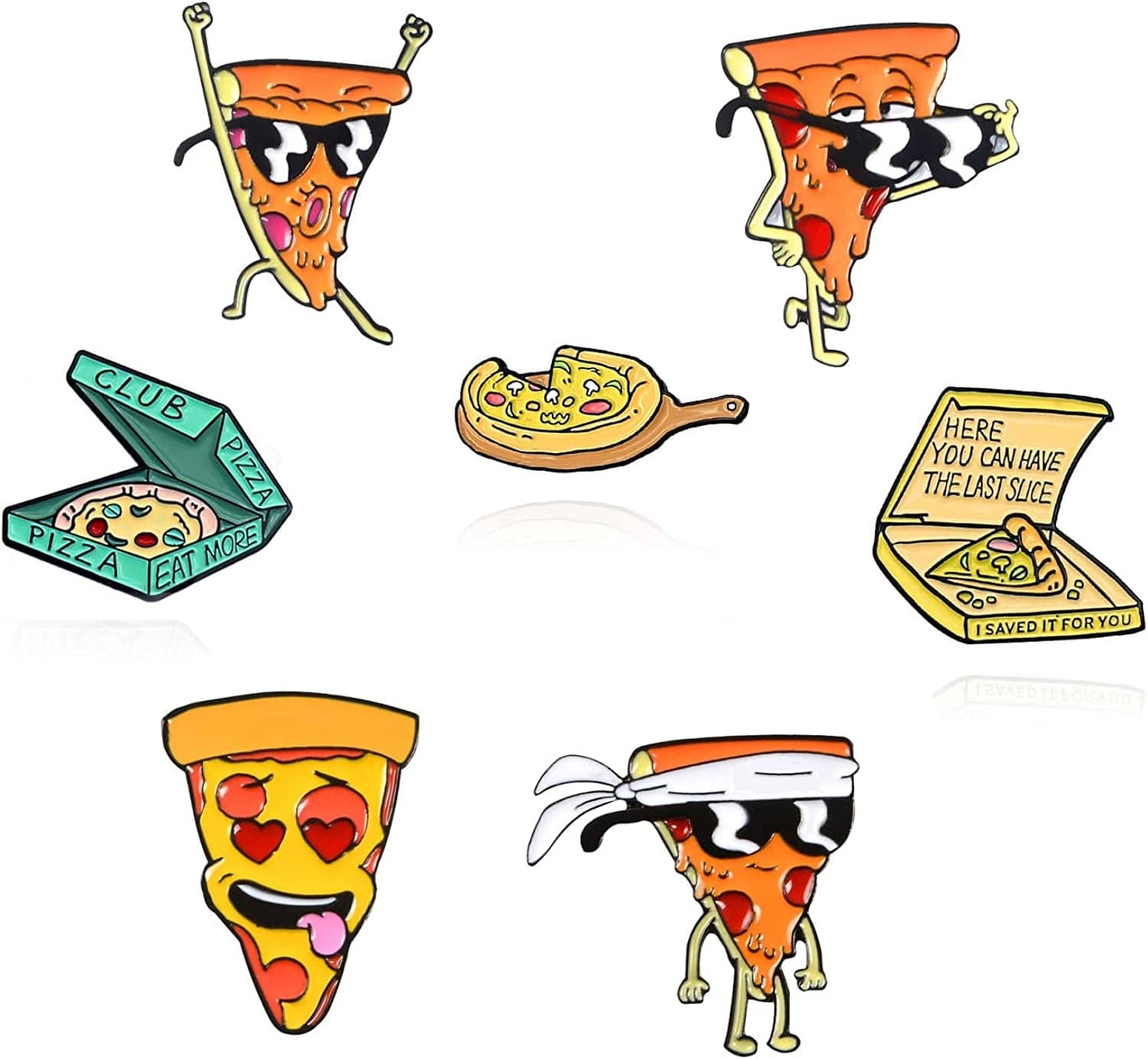 Cute Enamel Pin Set Lapel Pins Brooches Cartoon Brooch Badge Pins for Clothes Bags Backpack for Women Cute Pizza