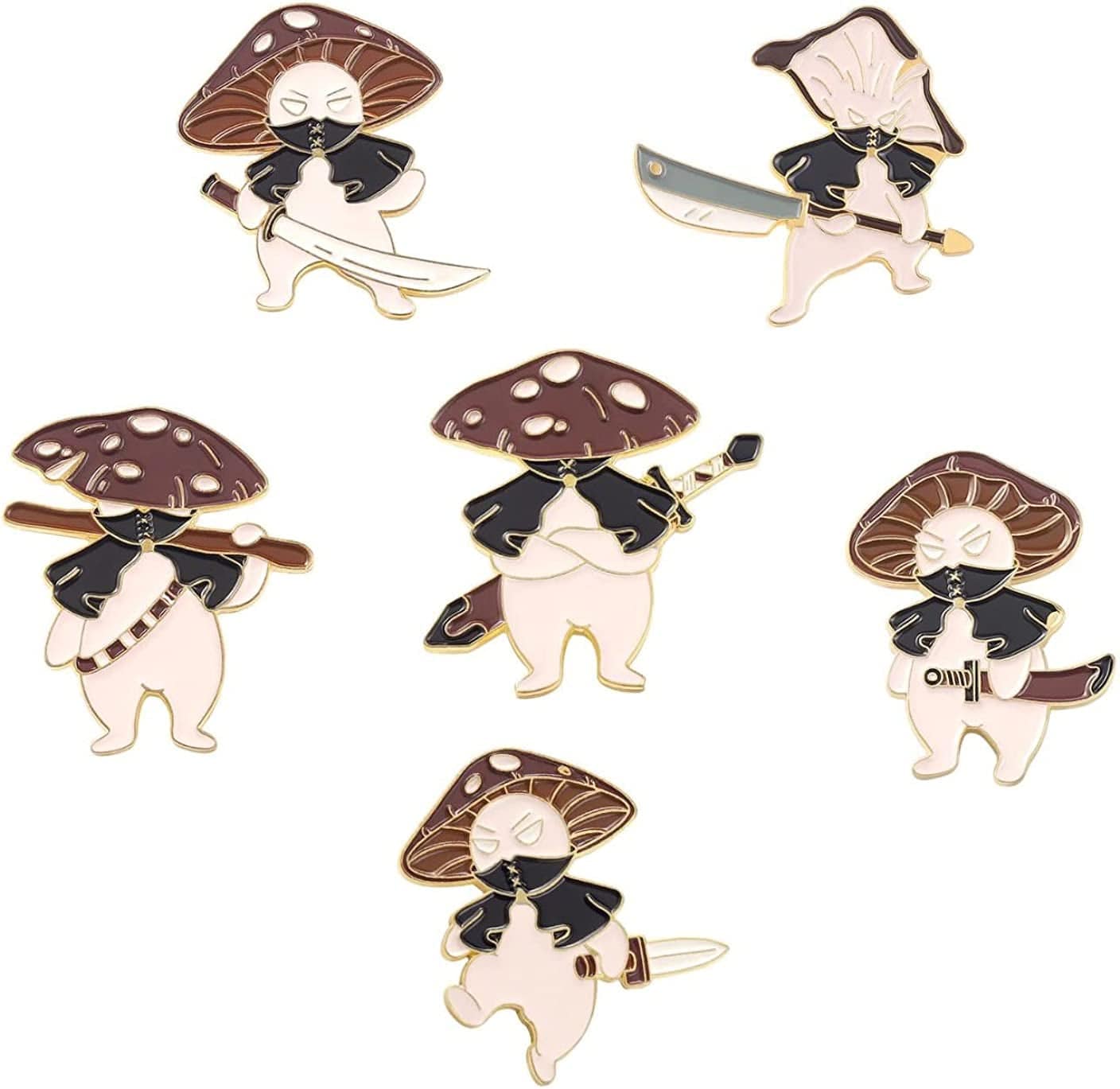 Cute Enamel Pin Set Lapel Pins Brooches Cartoon Brooch Badge Pins for Clothes Bags Backpack for Women Mushroom STY2