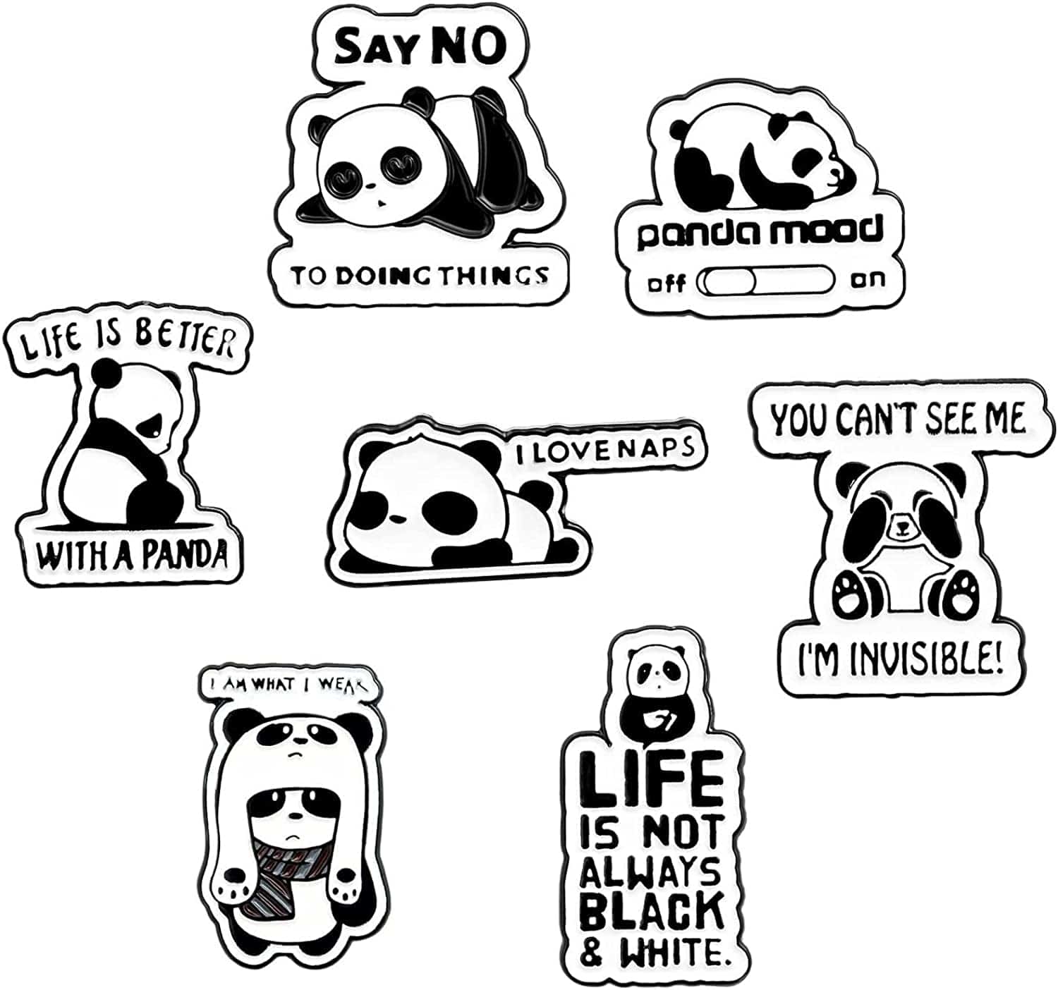 Cute Enamel Pin Set Lapel Pins Brooches Cartoon Brooch Badge Pins for Clothes Bags Backpack for Women Panda