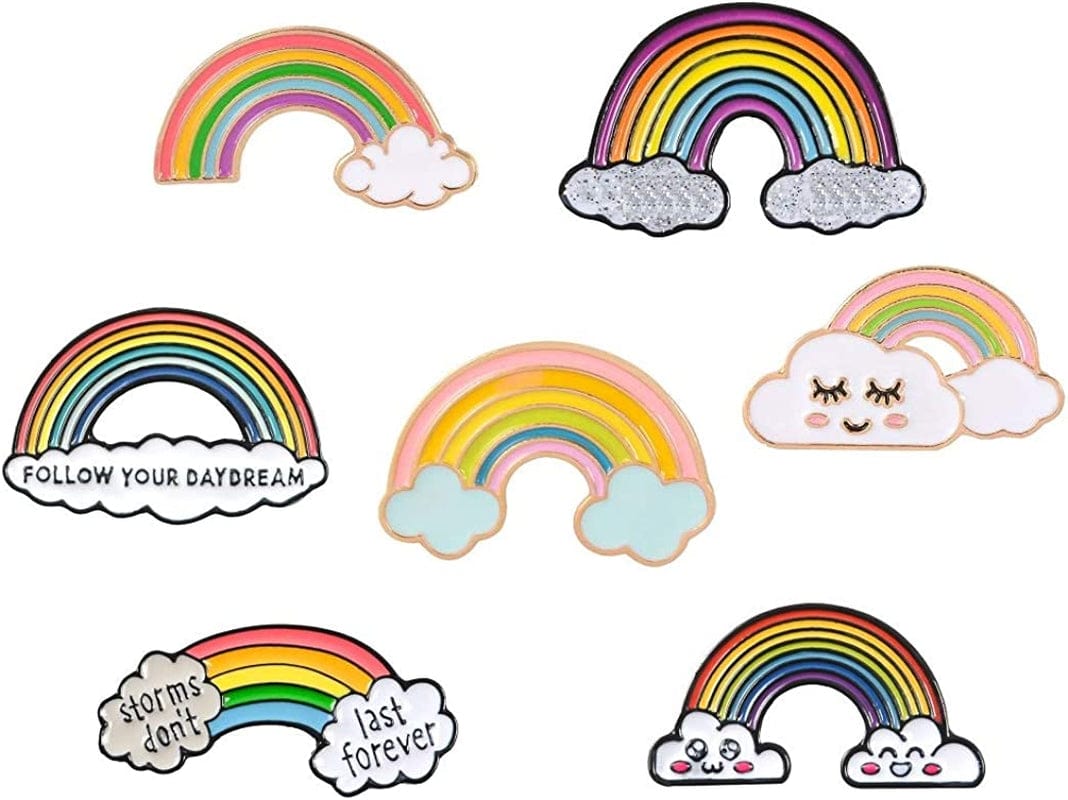 Cute Enamel Pin Set Lapel Pins Brooches Cartoon Brooch Badge Pins for Clothes Bags Backpack for Women Rainbow Set