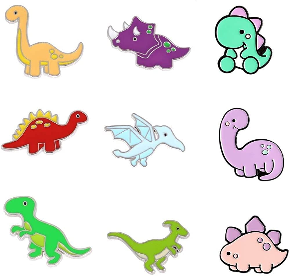 Cute Enamel Pin Set Lapel Pins Brooches Cartoon Brooch Badge Pins for Clothes Bags Backpack for Women Dinosaur Set