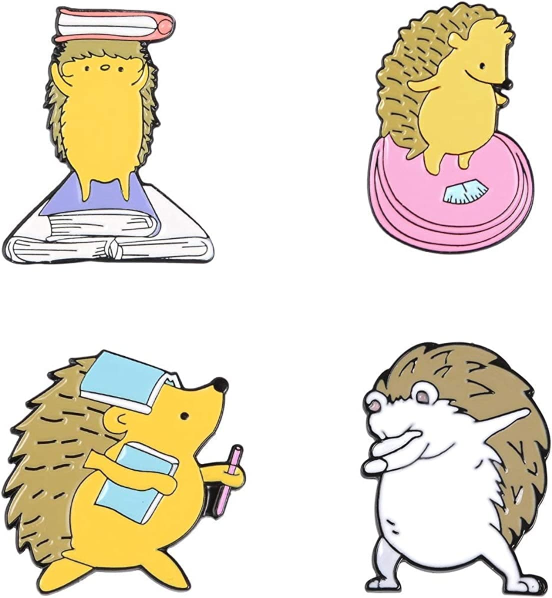 Cute Enamel Pin Set Lapel Pins Brooches Cartoon Brooch Badge Pins for Clothes Bags Backpack for Women Hedgehog Set