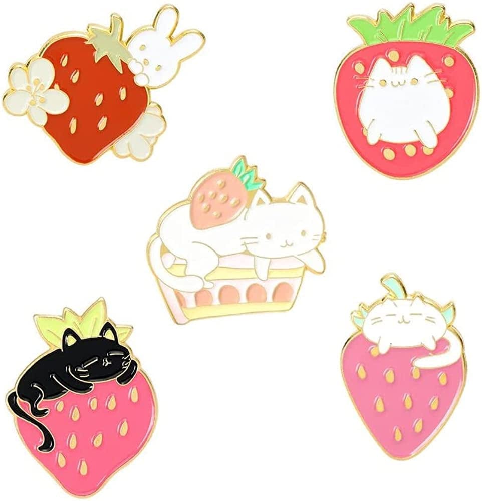 Cute Enamel Pin Set Lapel Pins Brooches Cartoon Brooch Badge Pins for Clothes Bags Backpack for Women Fruits Set