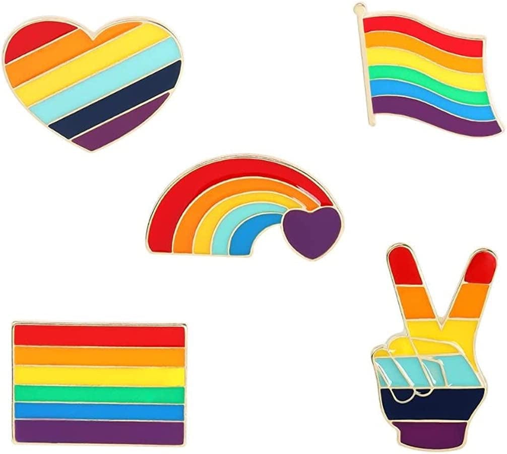 Cute Enamel Pin Set Lapel Pins Brooches Cartoon Brooch Badge Pins for Clothes Bags Backpack for Women Rainbow STY2