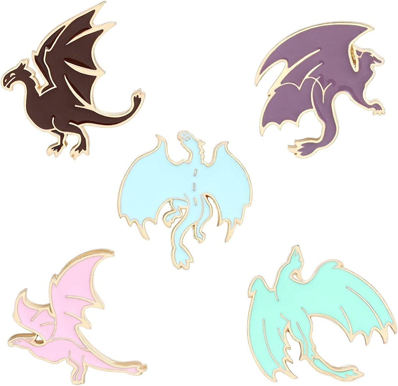 Cute Enamel Pin Set Lapel Pins Brooches Cartoon Brooch Badge Pins for Clothes Bags Backpack for Women Dragon Set