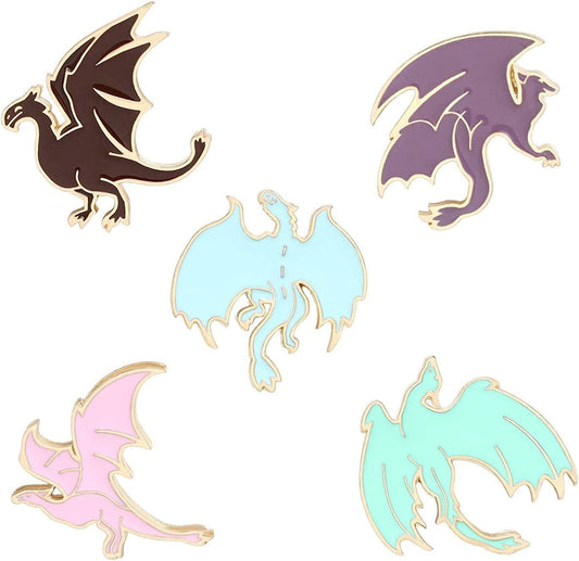Cute Enamel Pin Set Lapel Pins Brooches Cartoon Brooch Badge Pins for Clothes Bags Backpack for Women Dragon Set