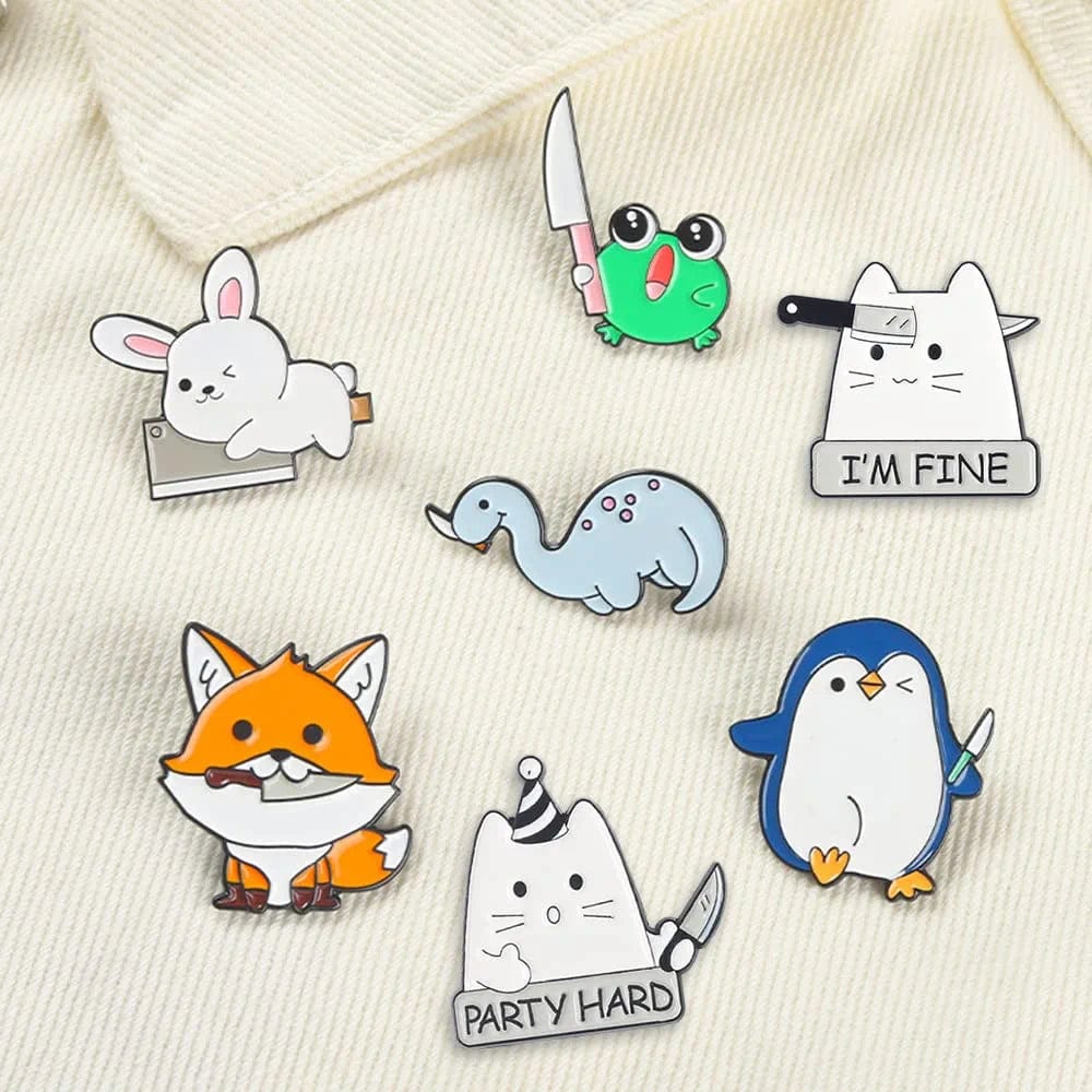 Cute Enamel Pins, Cartoon Pin Brooches Set, Funny Aesthetic Backpack Pins Lapel Badge Pins for Backpacks Jackets Hats Bags