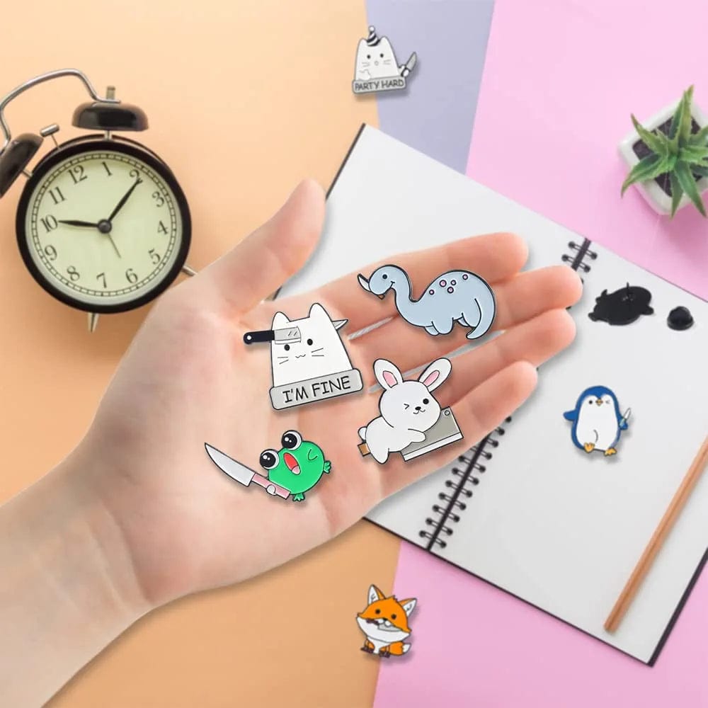 Cute Enamel Pins, Cartoon Pin Brooches Set, Funny Aesthetic Backpack Pins Lapel Badge Pins for Backpacks Jackets Hats Bags