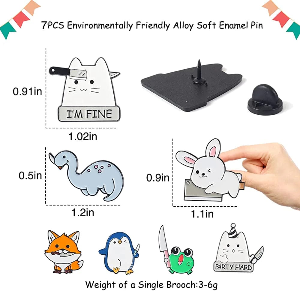 Cute Enamel Pins, Cartoon Pin Brooches Set, Funny Aesthetic Backpack Pins Lapel Badge Pins for Backpacks Jackets Hats Bags
