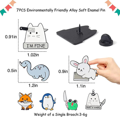 Cute Enamel Pins, Cartoon Pin Brooches Set, Funny Aesthetic Backpack Pins Lapel Badge Pins for Backpacks Jackets Hats Bags