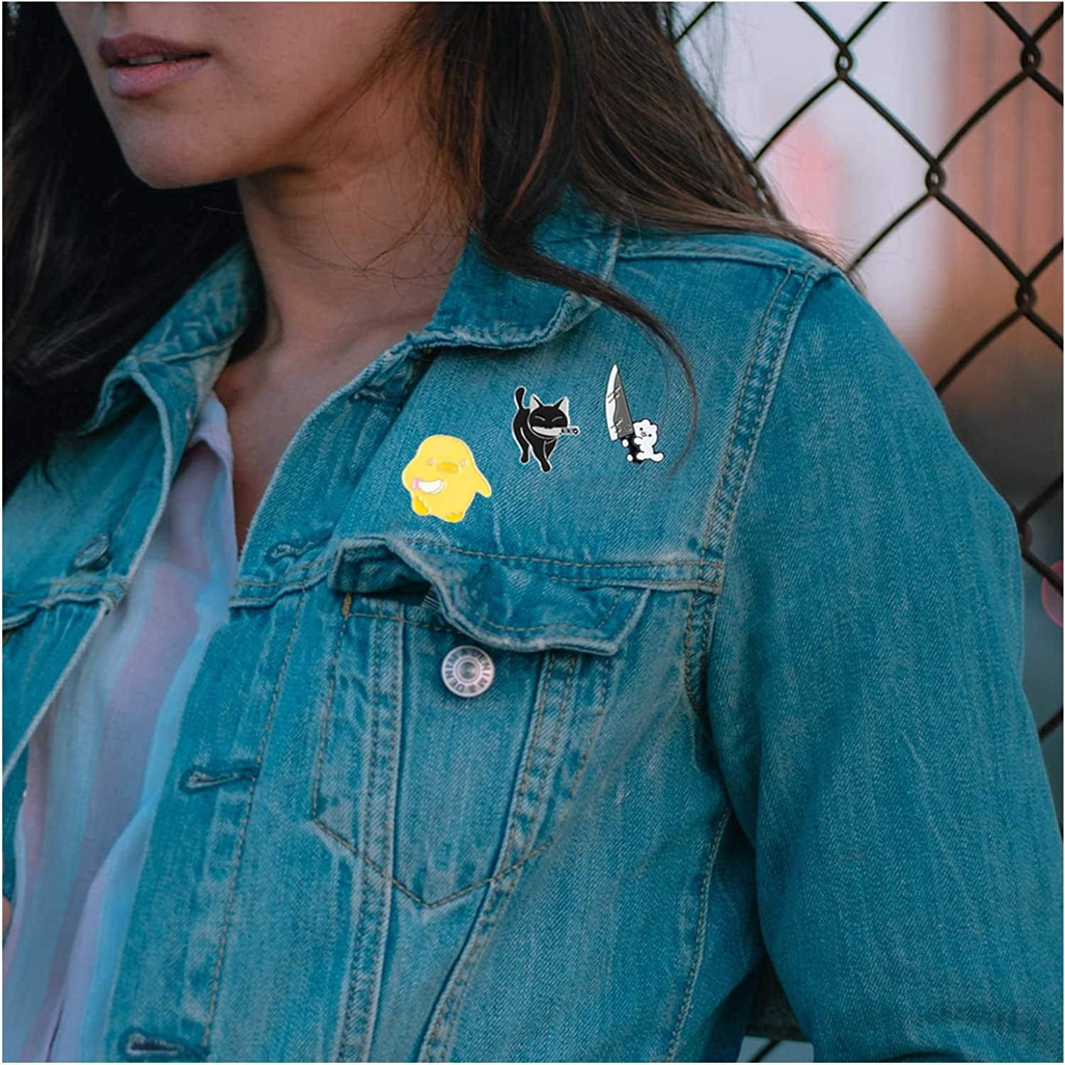 Cute Enamel Pins for Backpacks Cool Lapel Hat Pins for Jackets Funny Mushroom Cat Duck with Knife Enamel Brooch Pin Set