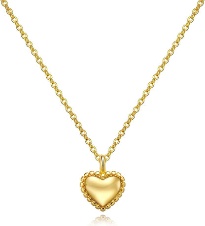 Cute Heart Necklace Tiny 14K Gold Heart Pendant Choker Necklaces Small Gold Love Open Heart Chain Necklace for Women Dainty Gold Necklace Gifts for Her flower heart gold